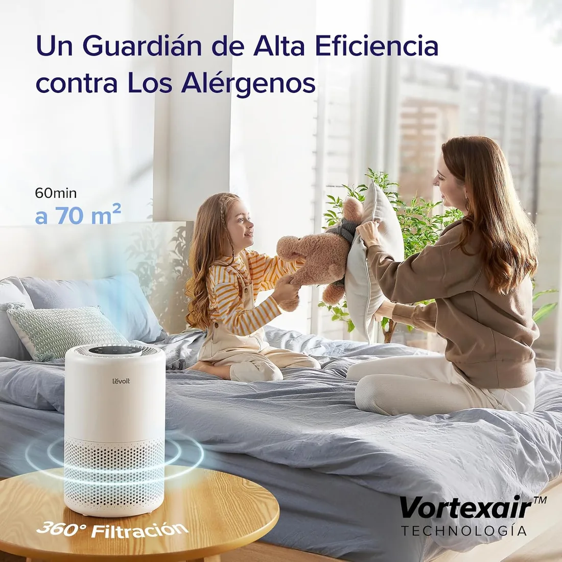 Levoit Purificador de Aire Silencioso 24dB, Inteligente, ALEXA, Core 200S | Purificador de Aire con Filtro HEPA, Modo Sueño, Elimina 99,97% de Alergia Polen Olor y Caspa de Mascota, App foto 2
