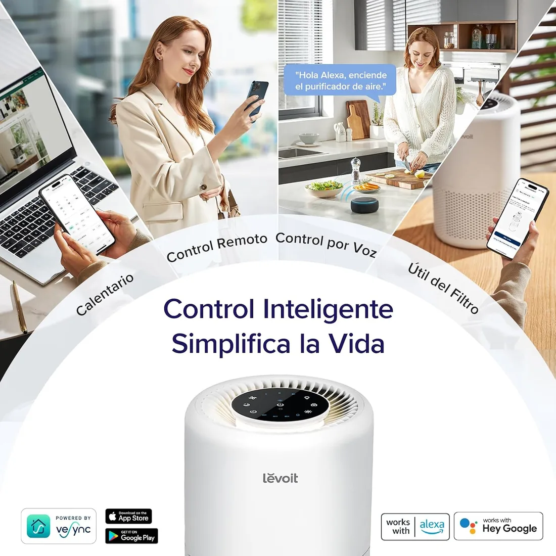 Levoit Purificador de Aire Silencioso 24dB, Inteligente, ALEXA, Core 200S | Purificador de Aire con Filtro HEPA, Modo Sueño, Elimina 99,97% de Alergia Polen Olor y Caspa de Mascota, App foto 3