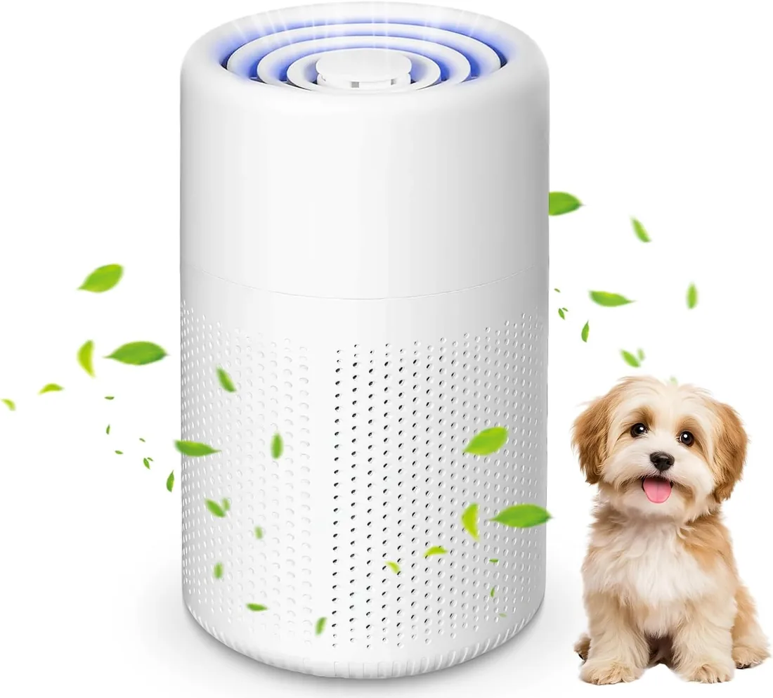 Purificador de Aire con Filtro HEPA, Purificador de aire Para alérgicos, Air Purifier con Aromaterapia, Elimina de Alergia Polen Olor y Caspa de Mascota, humo, Blanco