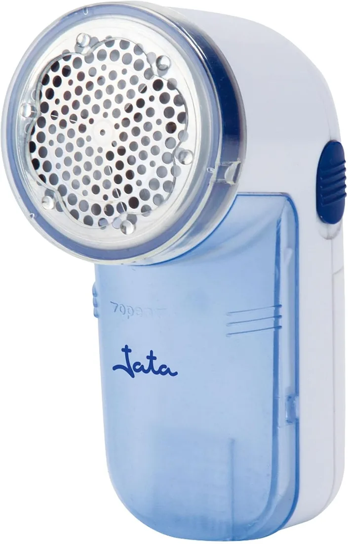 JATA QP398N Quitapelusas Eléctrico con Cuchillas de acero inoxidable. Contenedor de pelusas desmontable. Funciona con pilas. Accesorios: cepillo para limpieza. Elimina pelusas, bolitas y rozaduras
