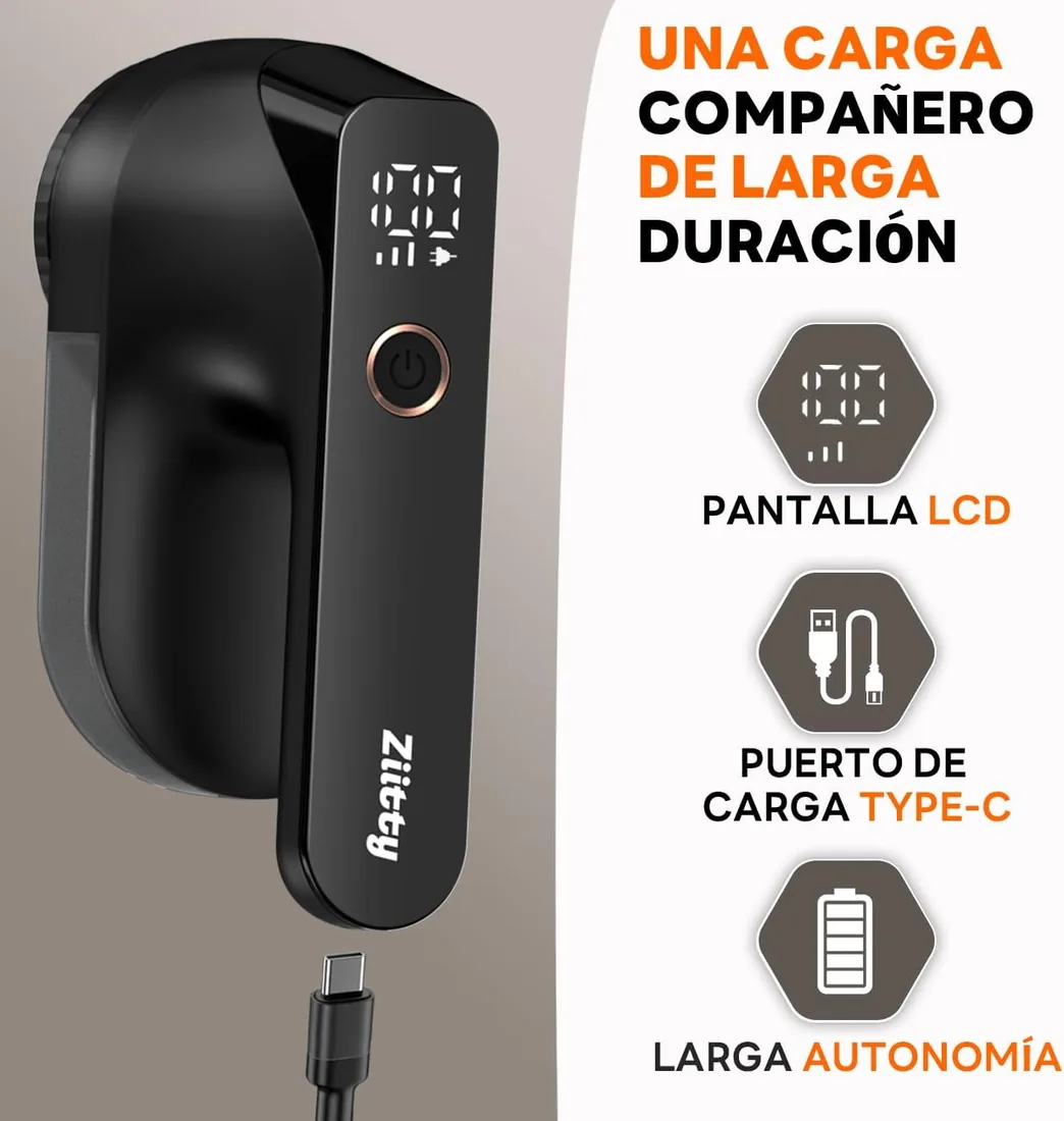 Quitapelusas Electrico Quita Pelusas Ropa - Ziitty Quita Bolas de la Ropa, Pantalla LCD, Carga por Type-C, 6 Hojas, Cuchilla de Quitapelusas Recargable Potente y Eficiente para Ropa y Muebles, Negro foto 2