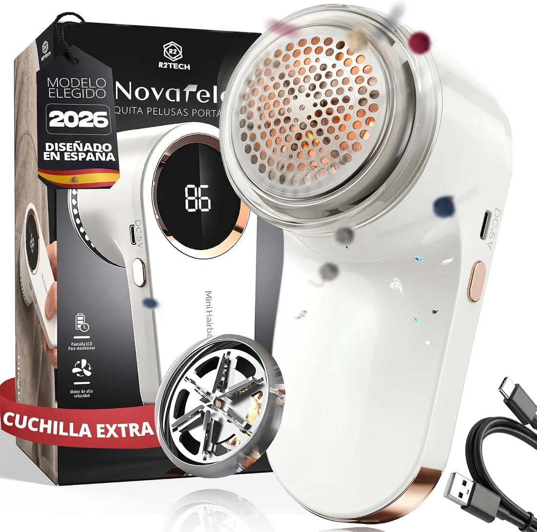 Quitapelusas Eléctrico Recargable USB, Cuchillas Acero INOX