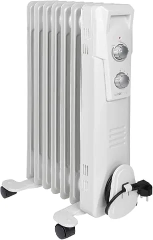 Clatronic® Radiador de aceite | Calefacción móvil eficiente | Calefacción eléctrica con 7 costillas | Radiador con 3 niveles de potencia | Radiador Slimline | hasta 30 m² | 1500 W | RA 3735