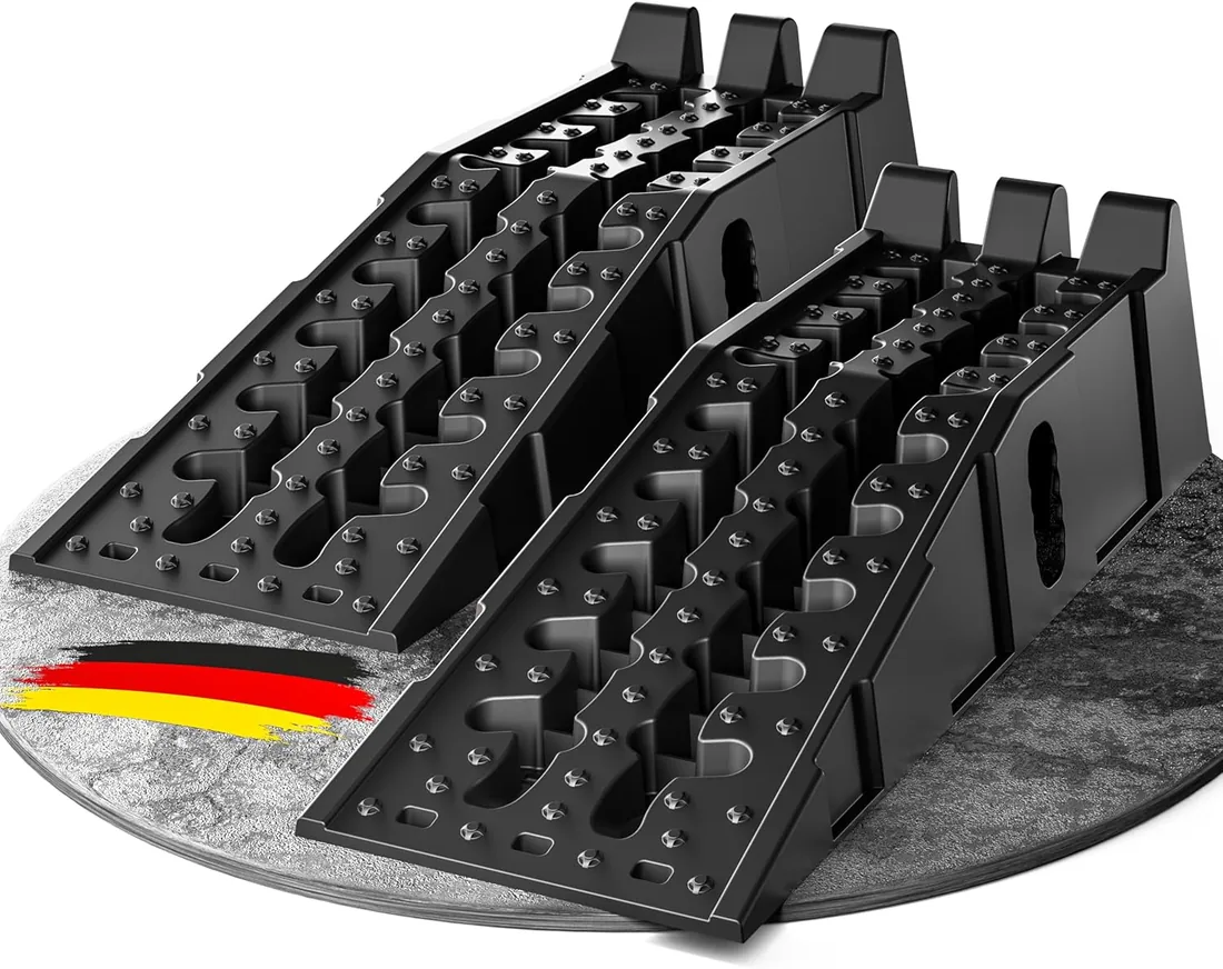 WERKTHOR Coche Rampa Drive-on - [Juego de 2] Rampas Drive-on para Máximo Agarre [<5t] - Coche Rampa Resistente para Cualquier Superficie - Rampas para Coches 2 Piezas