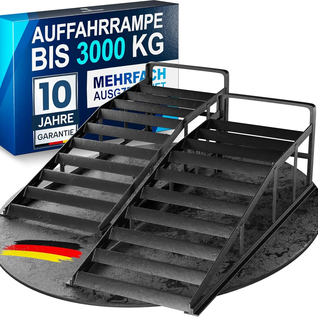 WERKTHOR Rampa de carga para coches de metal - [Set de 2] Rampas de carga para máxima sujeción [<3t] - Rampa de auto de alta capacidad para cualquier superficie - Rampas de auto 2 piezas