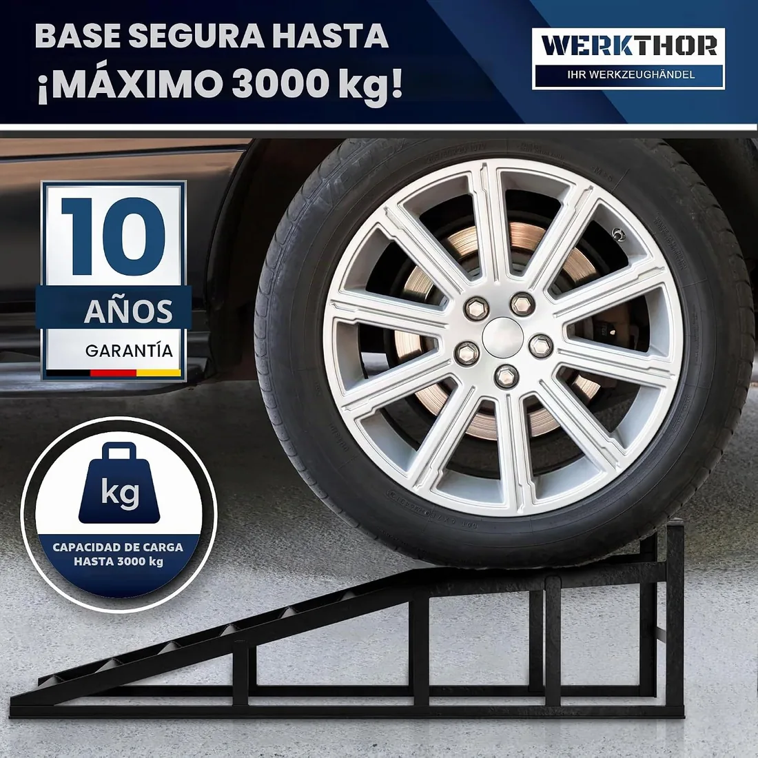 WERKTHOR Rampa de carga para coches de metal - [Set de 2] Rampas de carga para máxima sujeción [<3t] - Rampa de auto de alta capacidad para cualquier superficie - Rampas de auto 2 piezas foto 3