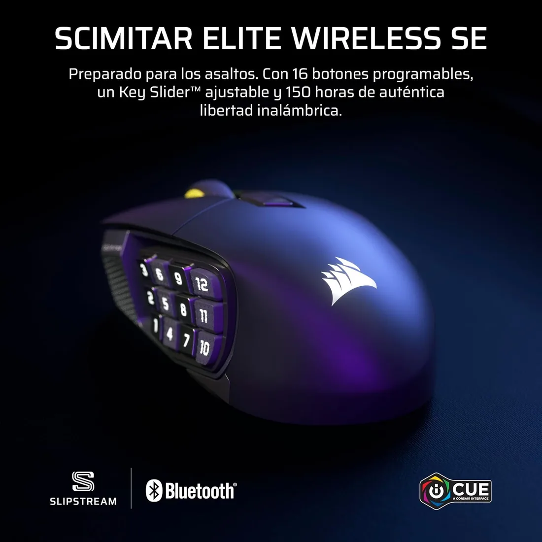 Corsair Scimitar Elite Wireless SE MMO Ratón para Juegos – Gunmetal | 33,000 DPI, 16 Botones Programables, Key Slider Ajustable, Elgato Virtual Stream Deck, 1.000Hz, PC, PS5, PS4, Xbox, Mac foto 2