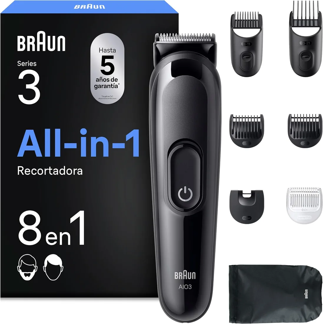 Braun Recortadora Todo en Uno Series 3, AIO3545, Negro