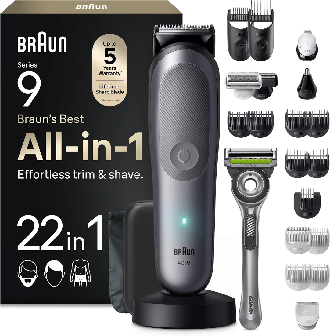 Braun Recortadora Todo En Uno Series 9, AIO9545, Gris + GilletteLabs