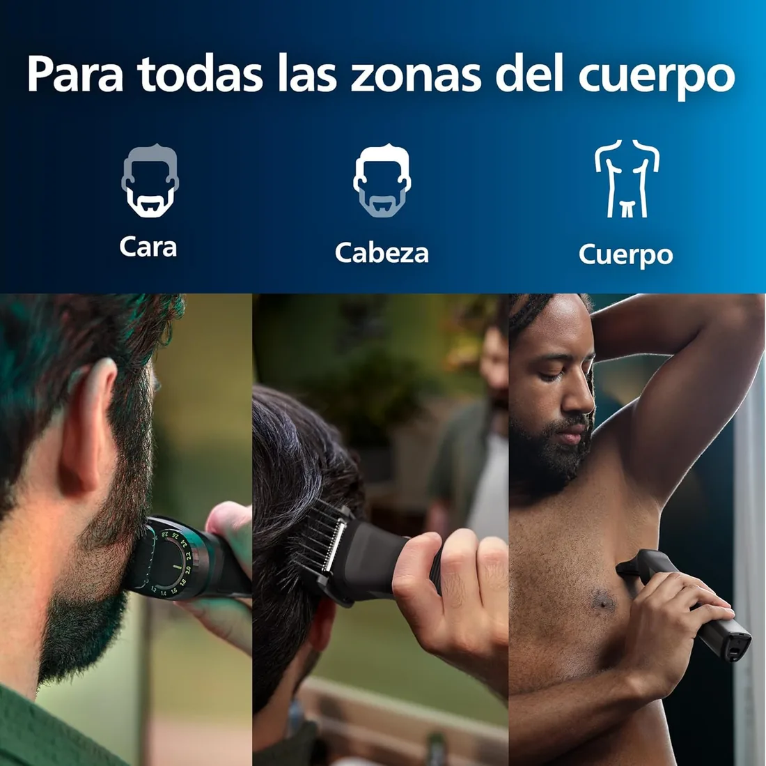 Philips Recortadora de Barba Serie 7000, Máquina Cortar Pelo, Cortapelos Hombre, Kit 15 en 1 Para Cara, Pelo, Orejas, Nariz y Cuerpo,120min de uso, En Seco y Húmedo, Recargable, Funda, MG7950/15 foto 2