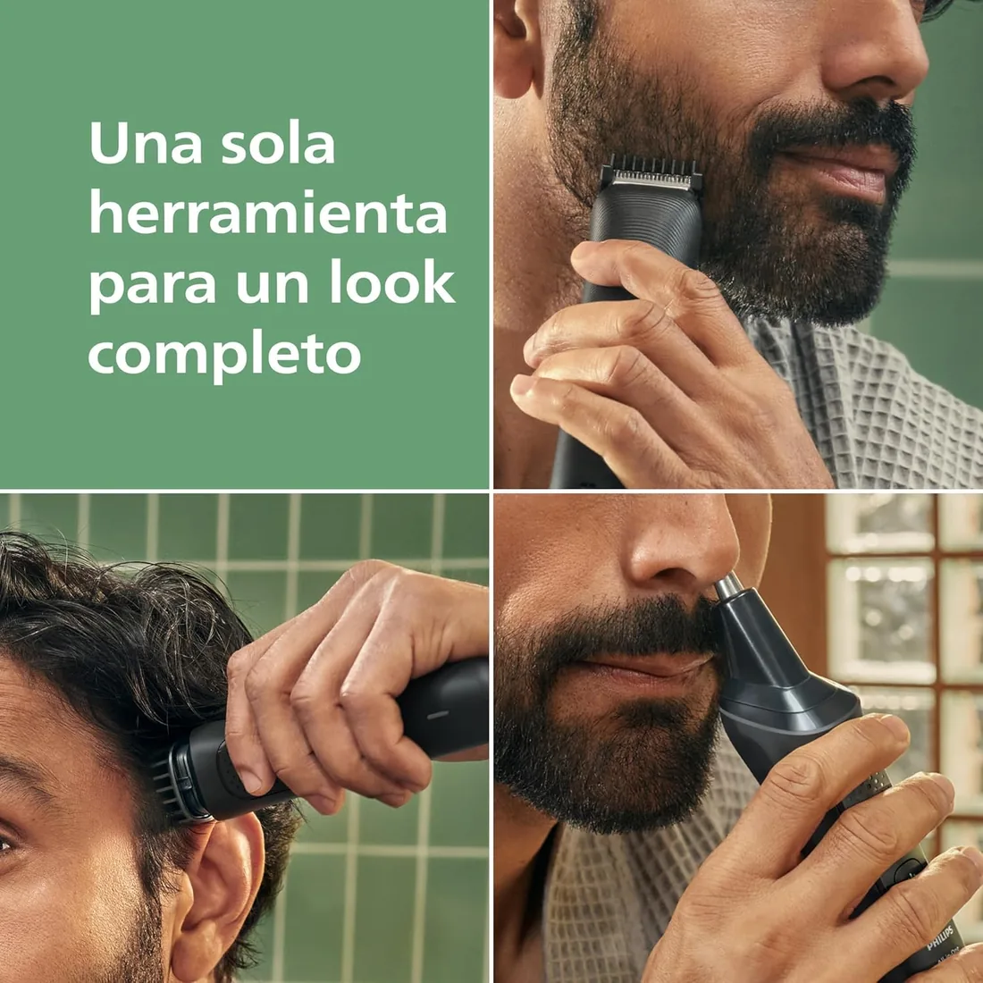 Philips Recortadora Todo En Uno series 3000, Kit 7 en 1, Afeitadora y cortapelos Hombre para Rostro y Pelo, Barba, Cuchillas Autoafilables suaves con la piel, 10 longitudes, MG3930/15 foto 2