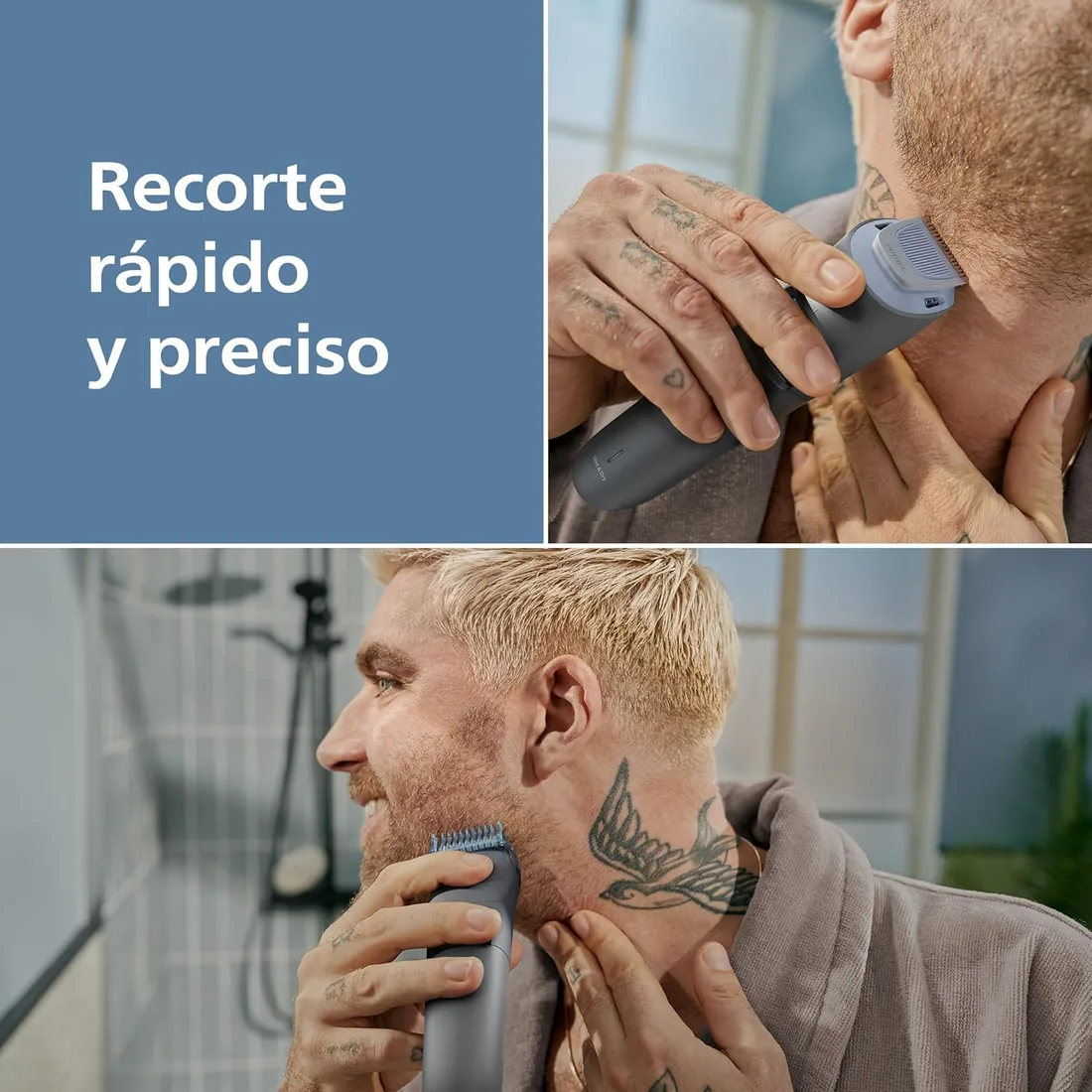Philips Serie 3000 - Cuchillas con puntas redondeadas, 20 posiciones ajustables, peine-guía, 100% resistente al agua, indicador de batería, carga USB, funda, modelo BT3619/15 foto 2