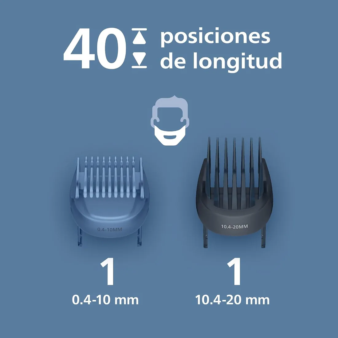 Recortadora de barba Philips Serie 5000 - Cuchillas autoafilables, 40 posiciones ajustables, sensor, sistema recogedor de vello, peine difuminador, 100% resistente al agua, funda de viaje, BT5785/30 foto 3