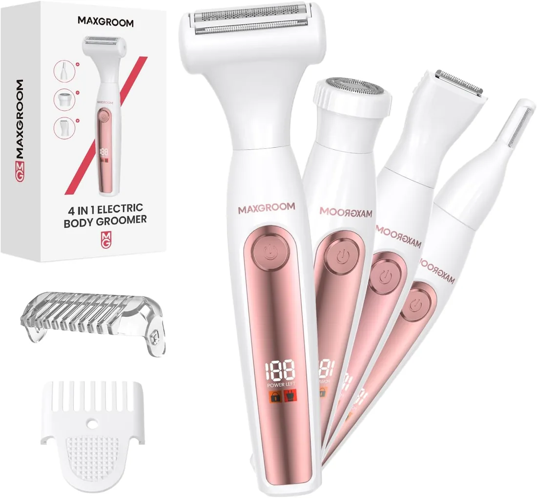 Maxgroom Afeitadora Eléctrica Mujer 4 en 1, IPX6 Seco/Húmedo