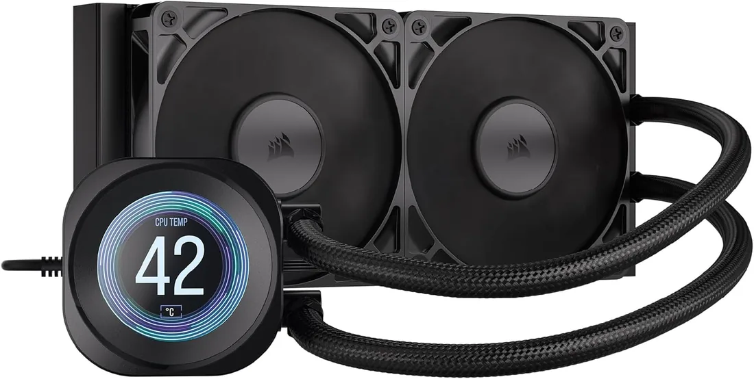 Corsair Nautilus 240 RS LCD Refrigeración líquida de CPU – Pantalla LCD IPS de 2,1", 240mm AIO, Bajo Ruido, Daisy-Chain, Intel LGA 1851/1700, AMD AM5/AM4 – Incluye 2 Ventiladores RS120 – Negro foto 2