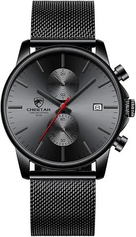 Reloj de Cuarzo analógico de Malla de Acero Inoxidable a Prueba de Agua con cronógrafo Minimalista de Moda para Hombre con Fecha automática foto 3