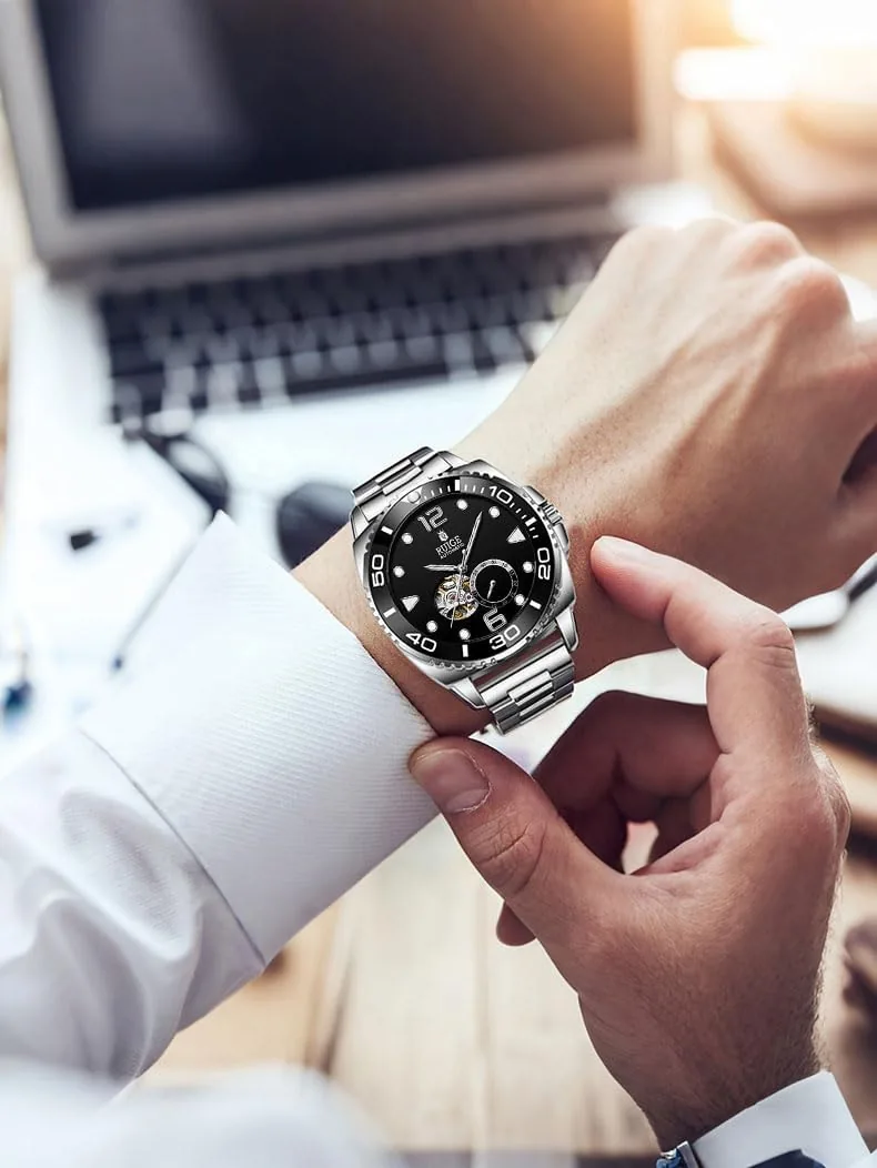 Reloj mecánico totalmente automático para hombre, de cuerda automática, a la moda, impermeable, luz nocturna, temperamento, A8