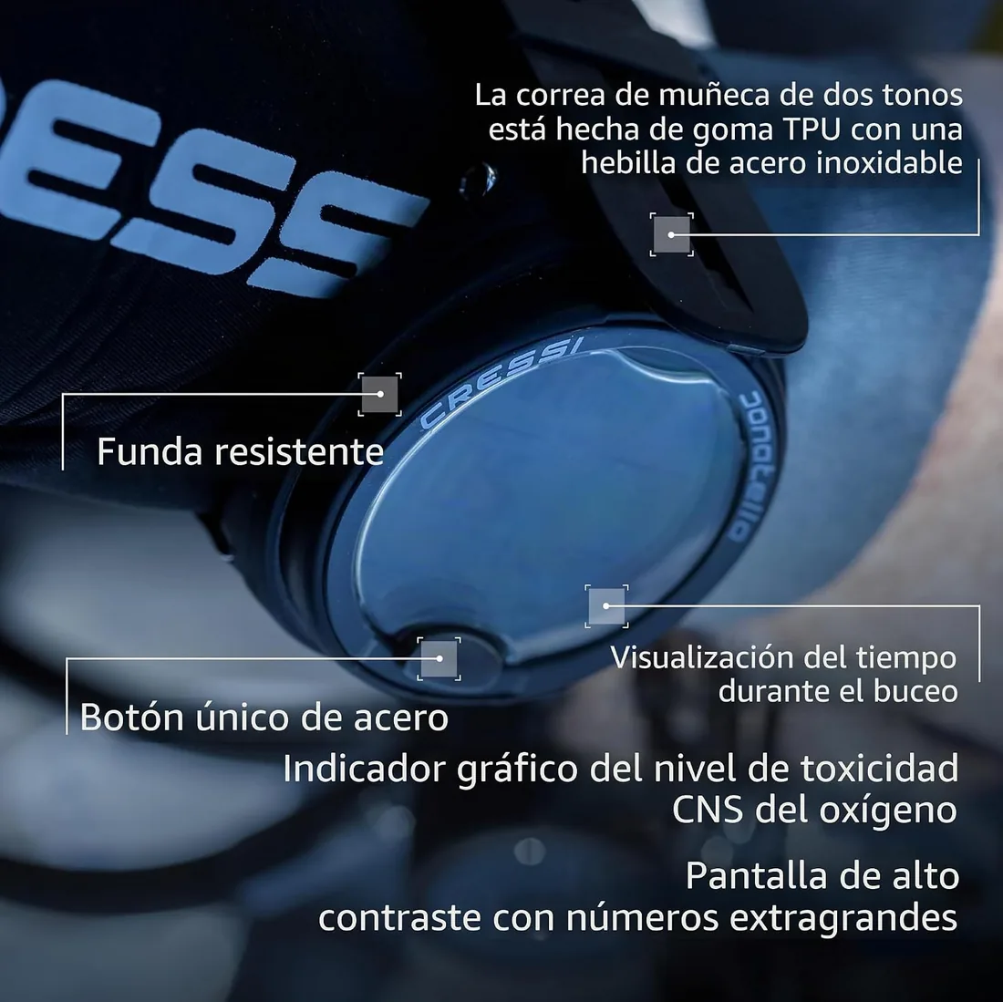 CRESSI Donatello Diving Computer - Ordenador Profesional de Buceo de Muñeca para Buceo y Apnea, Talla única, Unisex Adultos foto 3