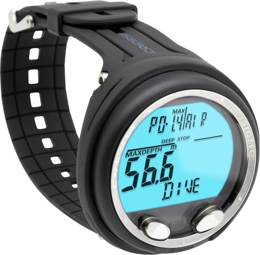 Cressi Giotto Ordenador de Buceo Profesional de Muñeca para Buceo Submarino Dual Mix - Negro/Plateado, Talla Única Unisex