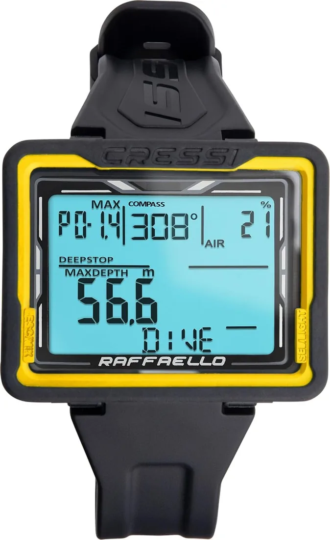 CRESSI Raffaello Diving Computer - Ordenador de Buceo con Amplia Pantalla Rectangular de Alto Contraste para la Máxima Legibilidad de los Datos Posible Unisex Adulto foto 2