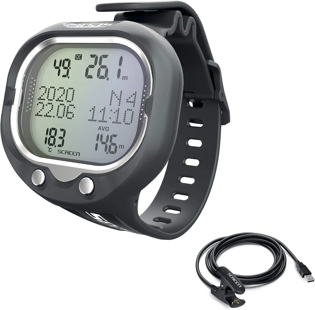 SEAC Screen + USB, Ordenador Submarino de muñeca para Buceo con una o más Mezclas y Freediving