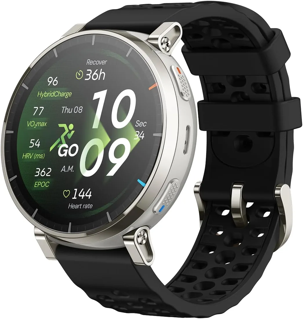 Amazfit Active 3 Premium Reloj Inteligente GPS Running, Pantalla AMOLED 1,32" Zafiro, Batería de 12 Días, 4GB, NFC, Mapas Offline, 170+ Modos de Entrenamiento, 5 ATM, Smartwatch para Android iPhone