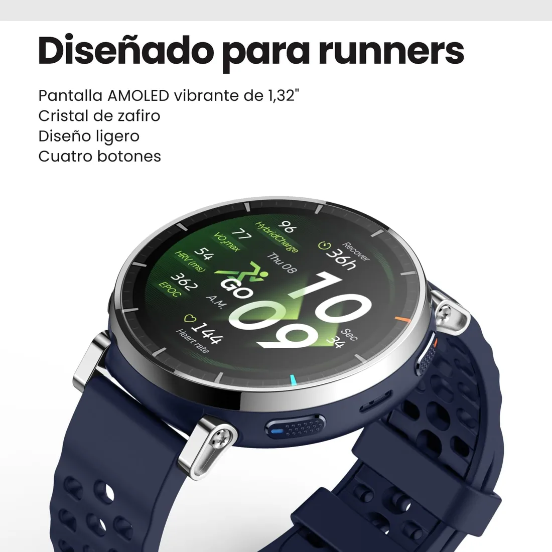 Amazfit Active 3 Premium Reloj Inteligente GPS Running, Pantalla AMOLED 1,32" Zafiro, Batería de 12 Días, 4GB, NFC, Mapas Offline, 170+ Modos de Entrenamiento, 5 ATM, Smartwatch para Android iPhone foto 2
