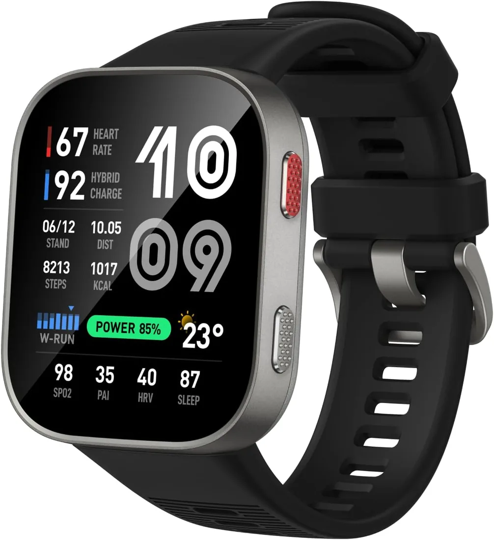 Amazfit Bip MAX 50 mm Smartwatch Reloj Inteligente, Pantalla AMOLED 2,07", hasta 20 Días, GPS & Mapas, 4 GB Almacenamiento, Entrenamiento Híbrido, 150+ Deportes, Modo HYROX, para Android y iPhone