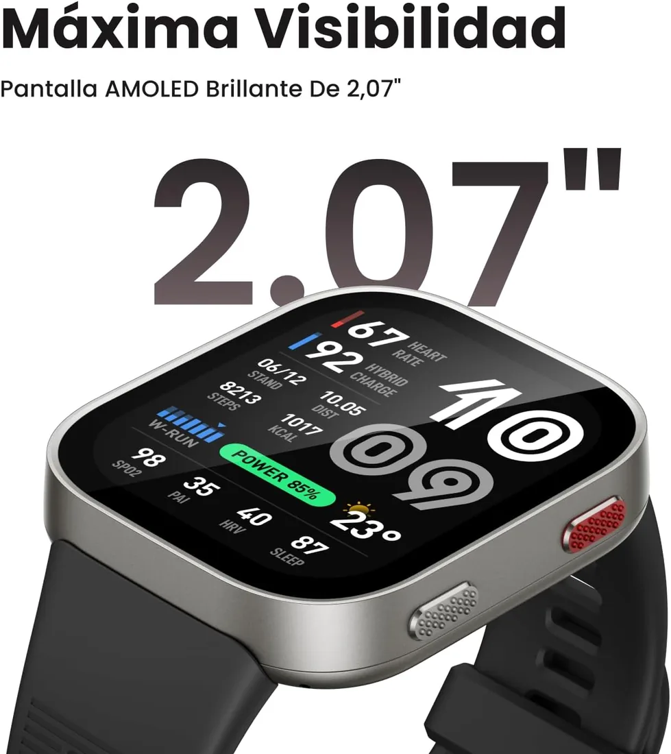 Amazfit Bip MAX 50 mm Smartwatch Reloj Inteligente, Pantalla AMOLED 2,07", hasta 20 Días, GPS & Mapas, 4 GB Almacenamiento, Entrenamiento Híbrido, 150+ Deportes, Modo HYROX, para Android y iPhone foto 2