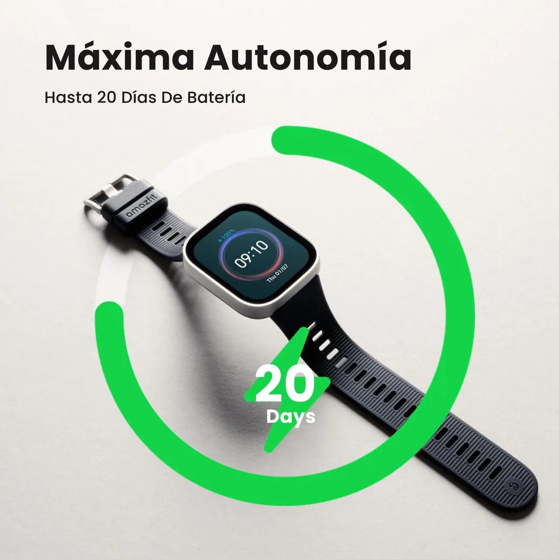 Amazfit Bip MAX 50 mm Smartwatch Reloj Inteligente, Pantalla AMOLED 2,07", hasta 20 Días, GPS & Mapas, 4 GB Almacenamiento, Entrenamiento Híbrido, 150+ Deportes, Modo HYROX, para Android y iPhone foto 3