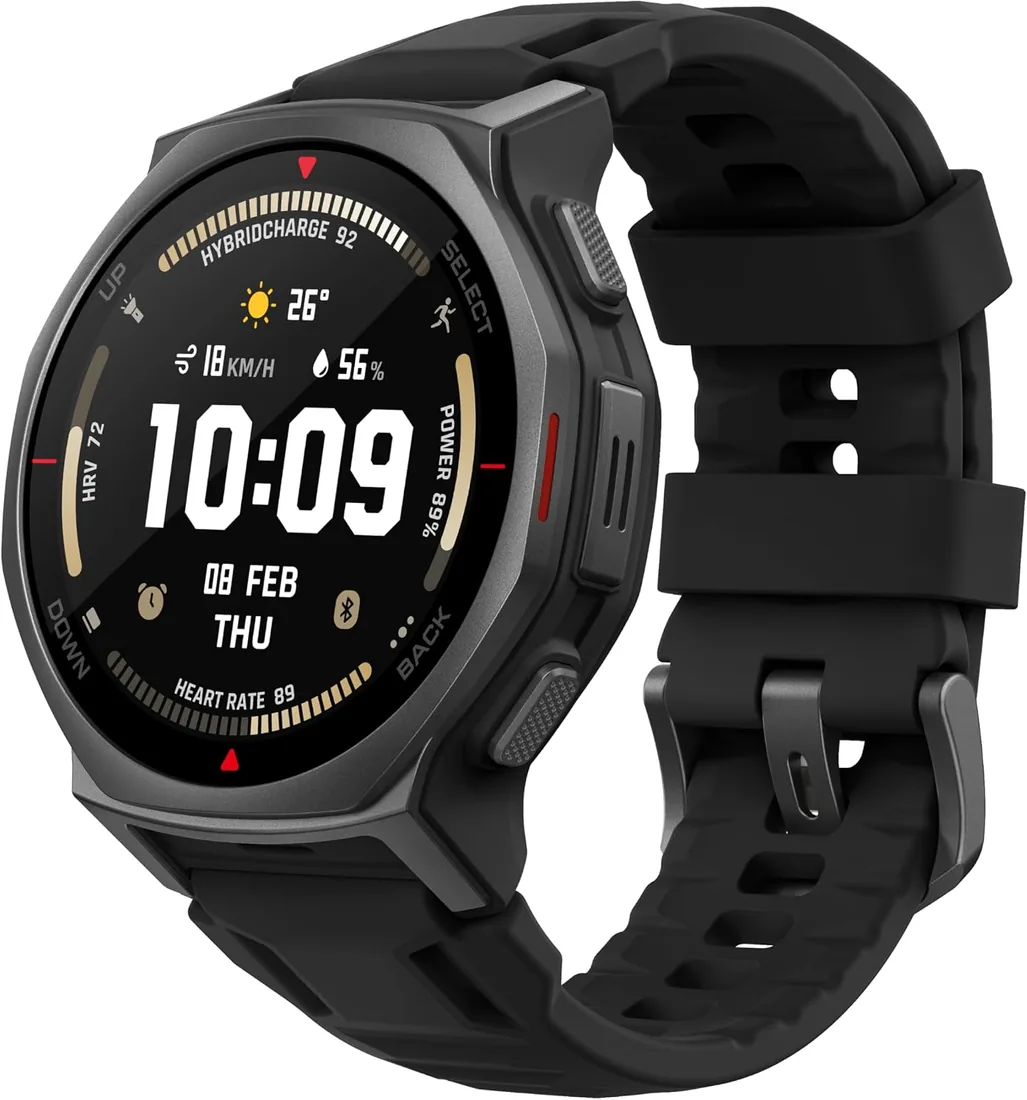 Amazfit T-Rex 3 Pro Reloj Inteligente Deportivo para Hombre, Pantalla AMOLED de Zafiro, Bisel de Titanio, GPS de Banda Dual, Mapas Sin Conexión, Linterna Incorporada, para Android iPhone