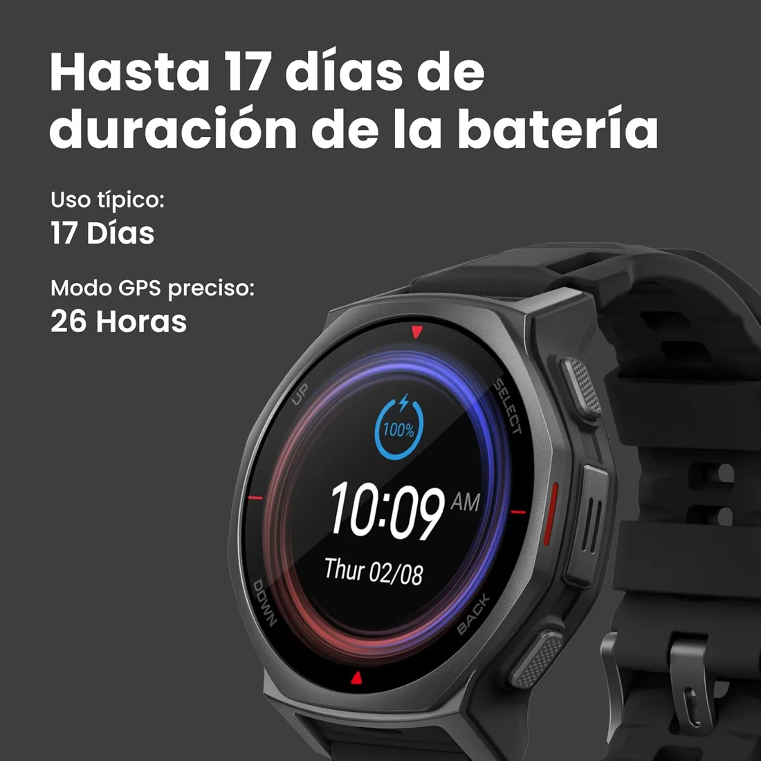 Amazfit T-Rex 3 Pro Reloj Inteligente Deportivo para Hombre, Pantalla AMOLED de Zafiro, Bisel de Titanio, GPS de Banda Dual, Mapas Sin Conexión, Linterna Incorporada, para Android iPhone foto 2