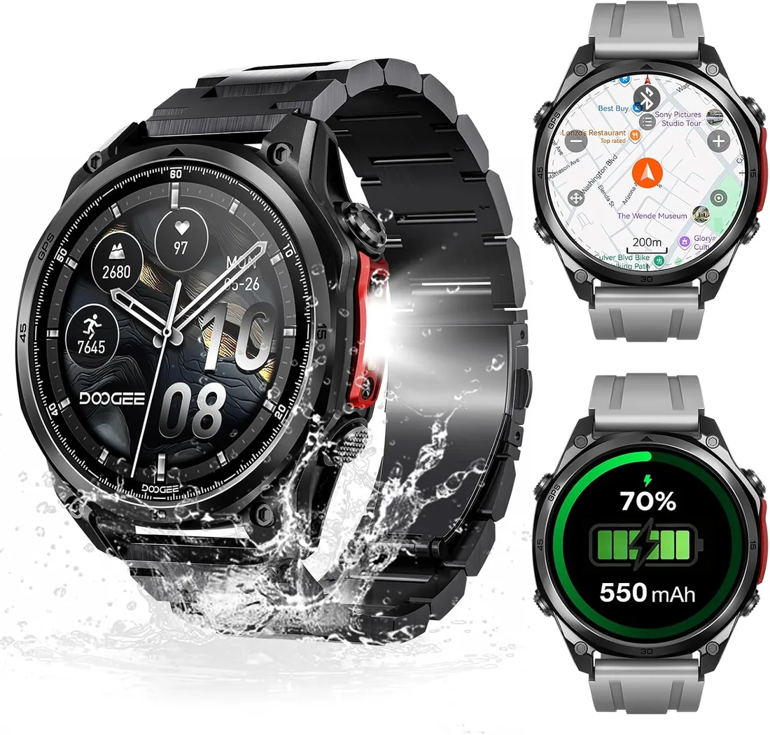 Anywise W1 Pro Reloj inteligente Mujer Hombre,GPS De Doble Frecuencia Con Mapas Sin Conexión Smartwatch Para Android e iOS,5ATM Waterproof 1,43''AMOLED,170+ Sports Modes/12 Days Battery/3 Strap