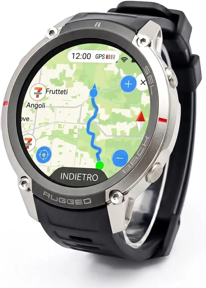 Reloj inteligente GPS con mapas fuera de línea, brújula, altímetro, tiempo – Reloj con pantalla AMOLED de 1,43 pulgadas, impermeable 50 m, monitor de corazón/oxígeno/presión, correa de gel de