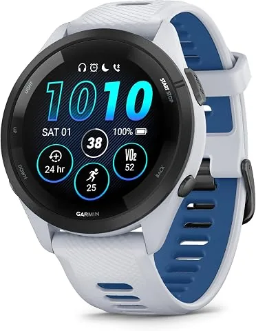 Garmin Forerunner 265 Reloj Inteligente para Correr con GPS, Pantalla Táctil AMOLED, Métricas Optimizadas, Planes de Entrenamiento, Pay, Música, Autonomía de 13 Días, Blanco foto 2