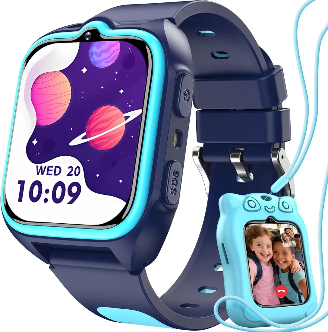 Blackview 4G Reloj Inteligente Niño con GPS, SOS, Videollamadas, Chat de Voz, 1.75” Smartwatch Niños con Podómetro, LED Linterna, Modo Escuela, Despertador, Juego, para Niños Niñas, Azul foto 3