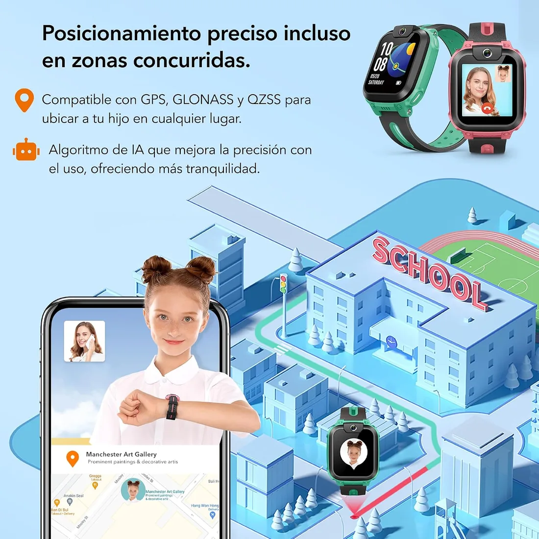 imoo Z1 Reloj Inteligente Niño 4G, Reloj Niño con Videollamada, Reloj GPS Niños con Llamada, Chat, SOS, Smartwatch Niños con Class Mode, Waterproof IPX8, Relojes Niña Watch -Verde foto 3