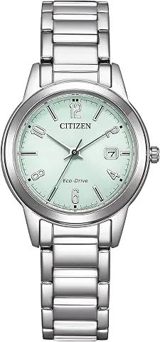 FE1241-71X - Reloj analógico de Cuarzo para Mujer con Correa de Acero Inoxidable, Verde, Pulsera foto 2