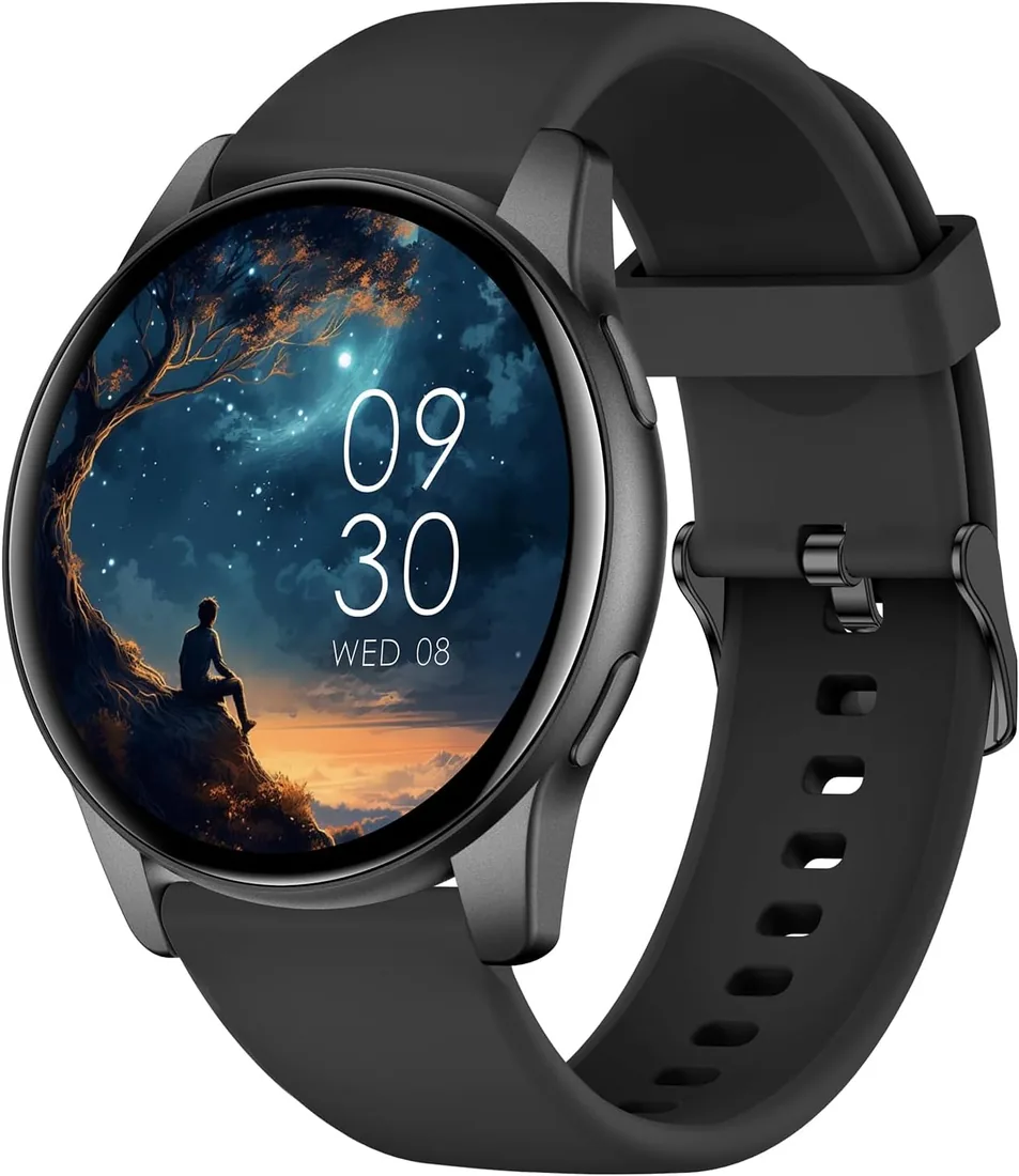 AcclaFit Reloj Inteligente Hombre Mujer con Llamadas Bluetooth, Smartwatch Esfera Redonda 1,38" con 147+ Modos Deportivos, Pulsómetro, IP68 Impermeable, Compatible con Android iOS