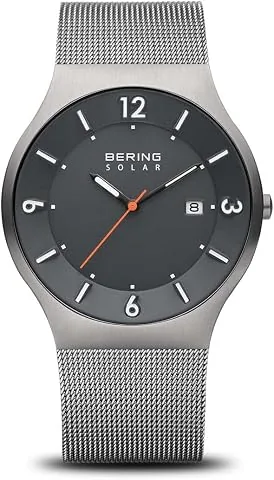 14440 Reloj Solar para Hombre con Caja de Acero Inoxidable de 40 mm y Esfera, Correa milanesa, Cristal de Zafiro y Resistencia al Agua de 5 ATM