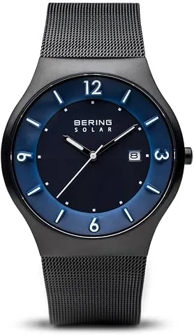 14440 Reloj Solar para Hombre con Caja de Acero Inoxidable de 40 mm y Esfera, Correa milanesa, Cristal de Zafiro y Resistencia al Agua de 5 ATM