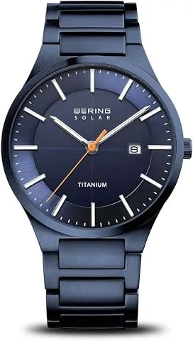 15239 Reloj Solar para Hombre con Caja de Titanio de 39 mm y Esfera, Brazalete de Titanio con Detalles de Titanio y Resistencia al Agua de 10 ATM