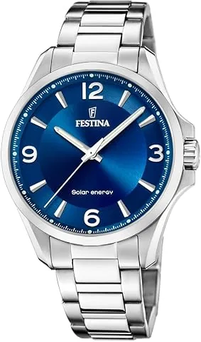 Reloj Hombre Analógico Solar de Acero Inoxidable 316l Plateado - Cristal Mineral de Alta Resistencia - Resistente al Agua 5 ATM F20656 Solar Energy foto 2