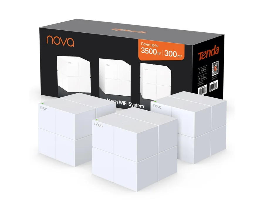 Tenda Nova MW6 Mesh Router Sistema WiFi de Red en Malla (Dual Band hasta 500 metros, Mu-MIMO, 2 Puertos Gigabit, Plug and Play, Funciona con Alexa, sustituye tu Repetidor de Red Tr