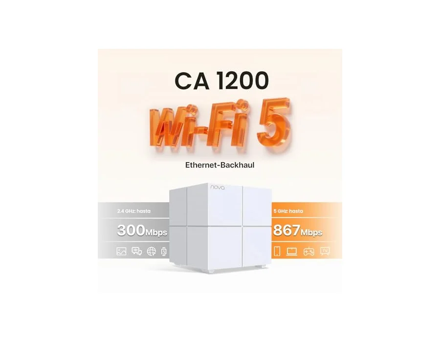Tenda Nova MW6 Mesh Router Sistema WiFi de Red en Malla (Dual Band hasta 500 metros, Mu-MIMO, 2 Puertos Gigabit, Plug and Play, Funciona con Alexa, sustituye tu Repetidor de Red Tr foto 3