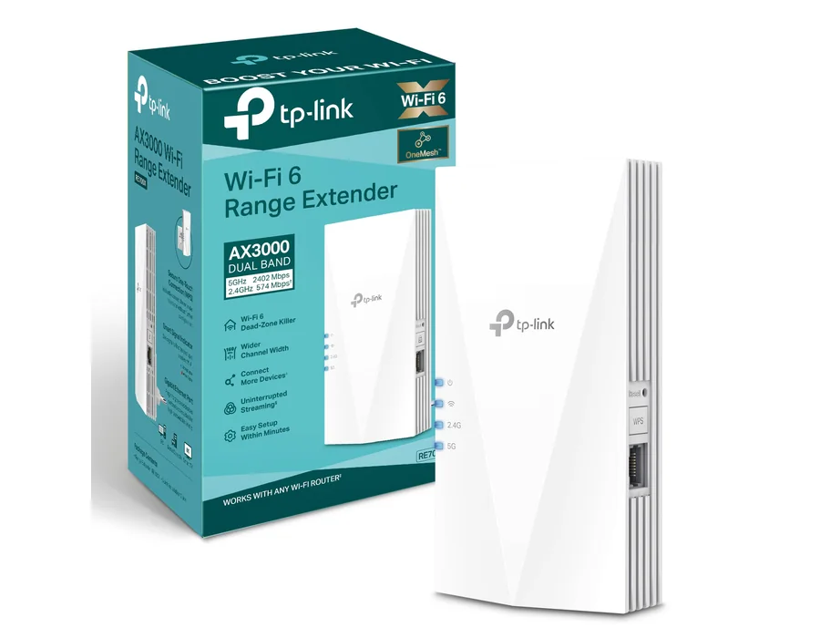 TP-Link RE700X - Repetidor WiFi 6 AX3000, Doble Banda, Puerto GE, EasyMesh