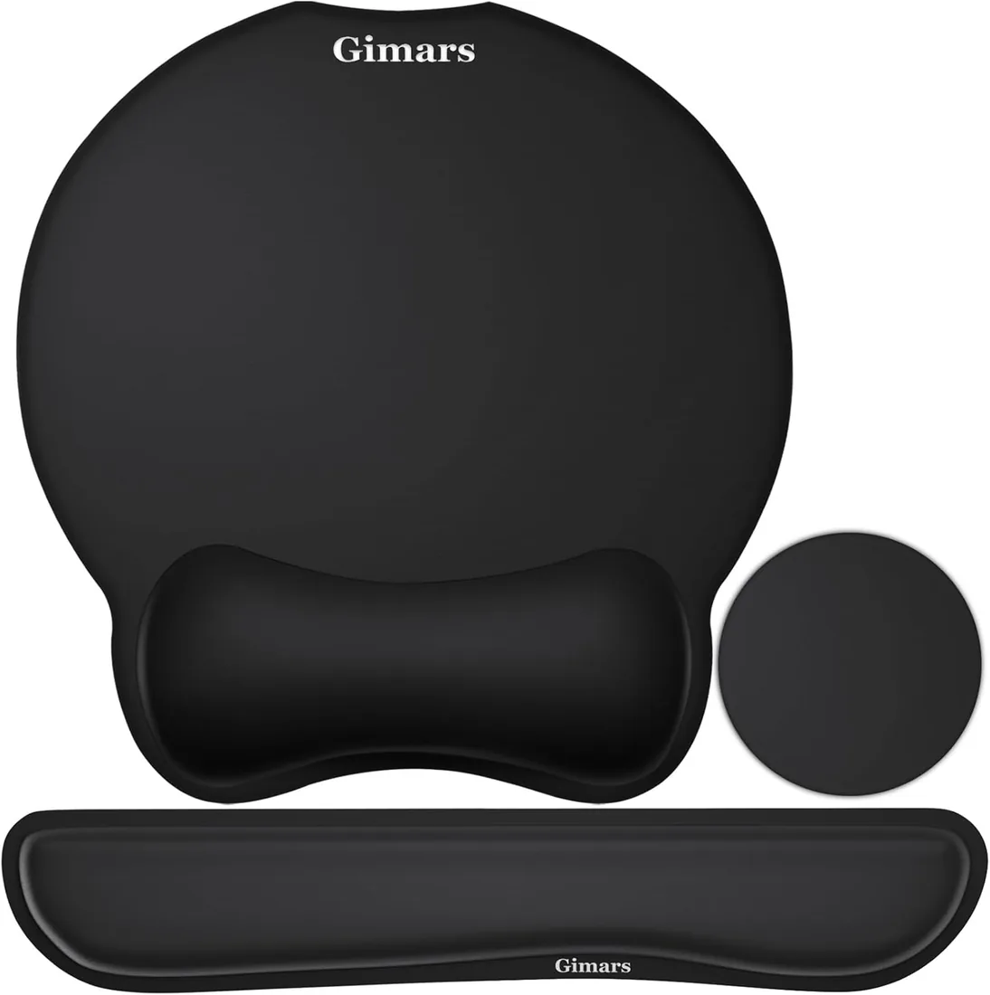 Gimars 3 en 1 Alfombrilla Raton y Teclado Reposamuñecas Ergonómica Espuma Viscoelástica, Reposa Muñecas con Posavasos, Mouse Pad Gaming Soporte Teclado Ordenador para Portátil Mac Oficina, Negro foto 2