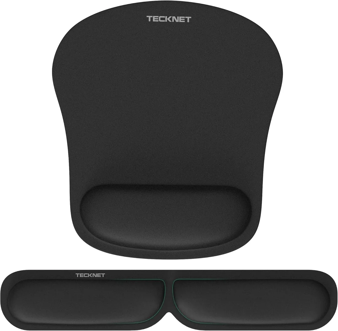 TECKNET 2 in 1 Alfombrilla Ratón con Apoyo y Reposamuñecas Teclado | Ergonómico Aliviar Dolor, Suave&Espuma con Memory, Impermeable&Antideslizante Gaming Mousepad para Casa/Oficina/Juegos