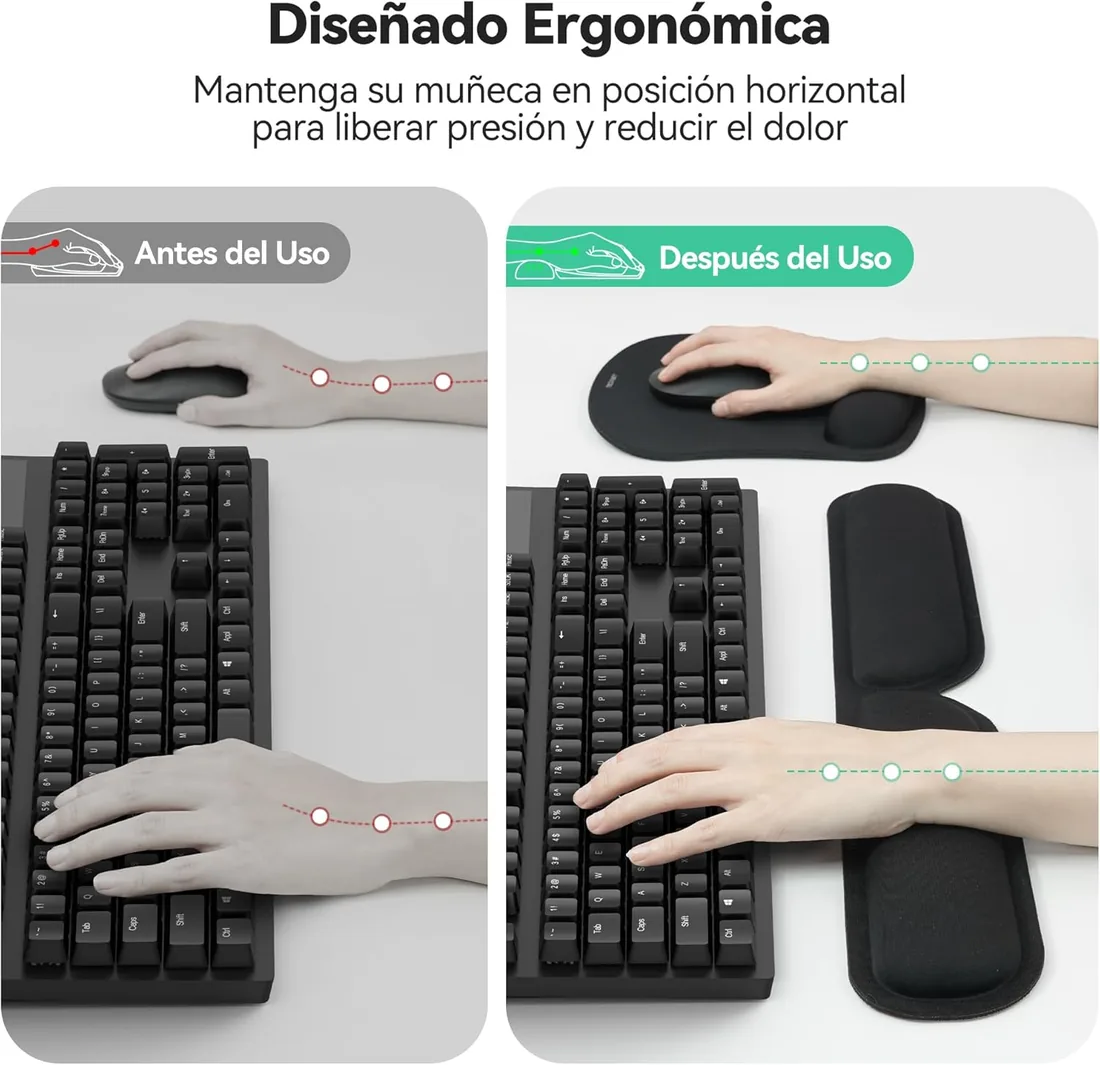 TECKNET 2 in 1 Alfombrilla Ratón con Apoyo y Reposamuñecas Teclado | Ergonómico Aliviar Dolor, Suave&Espuma con Memory, Impermeable&Antideslizante Gaming Mousepad para Casa/Oficina/Juegos foto 2