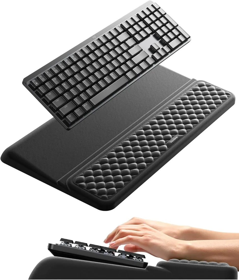 VAYDEER Elevador de Teclado 2 en 1 con Reposamuñecas, Classic - Negro | Eleva el teclado e incorpora espuma viscoelástica y base antideslizante para una escritura estable